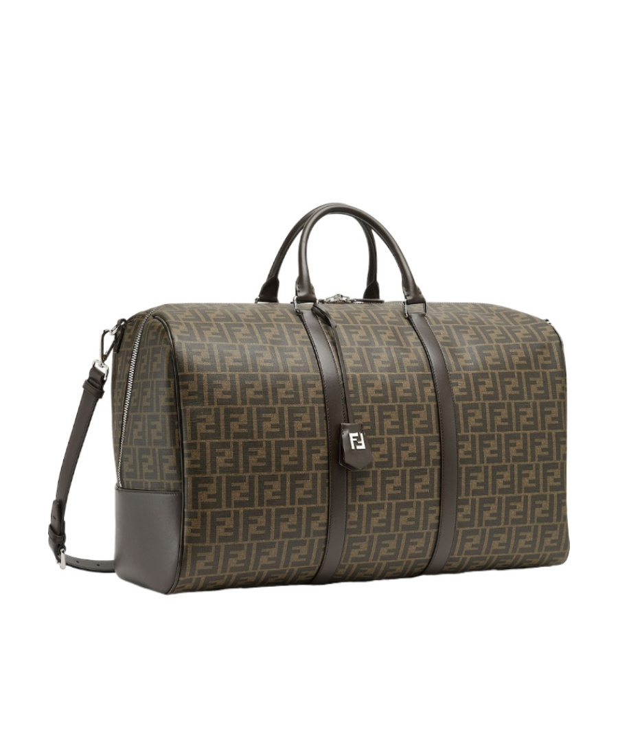 Fendi Men Large Duffle Ff Ff Fabric Travel Bag In Black