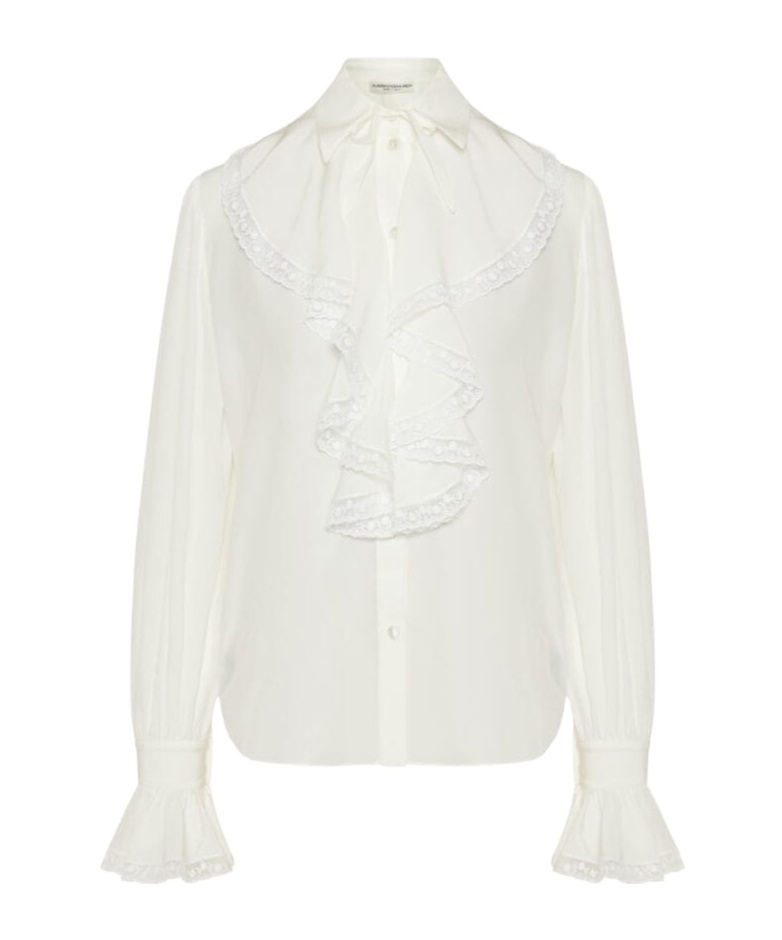 Alessandra Rich Ruffle-detailing Blouse In White