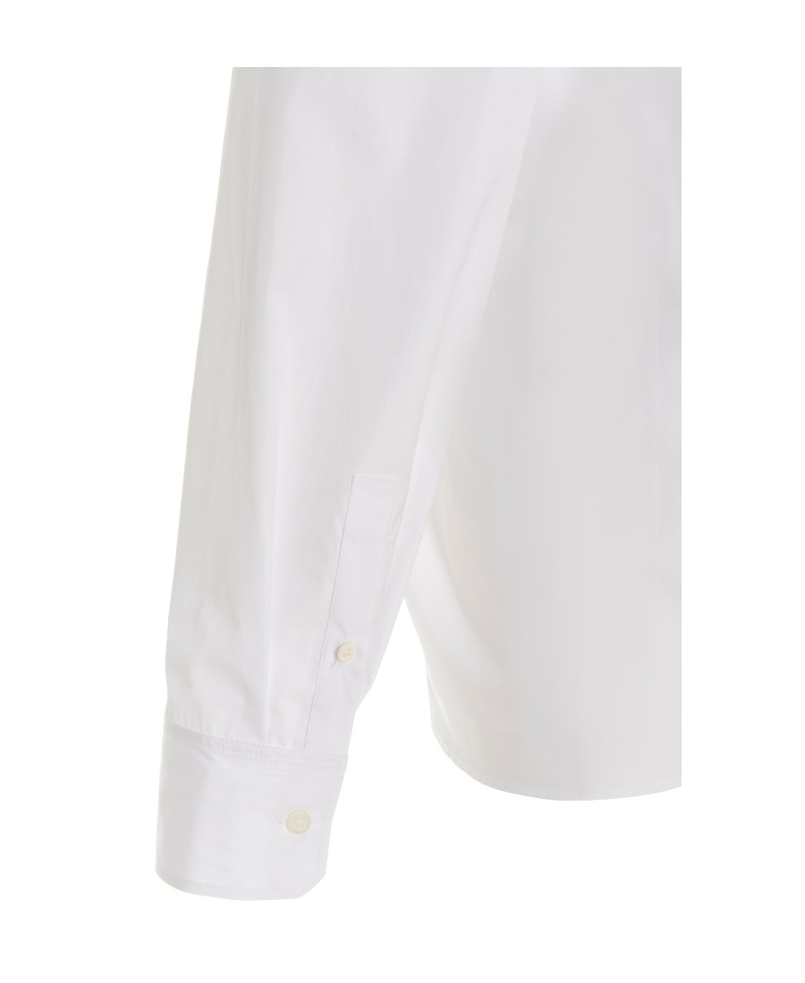Prada Logo-plaque Off-shoulder Shirt In White