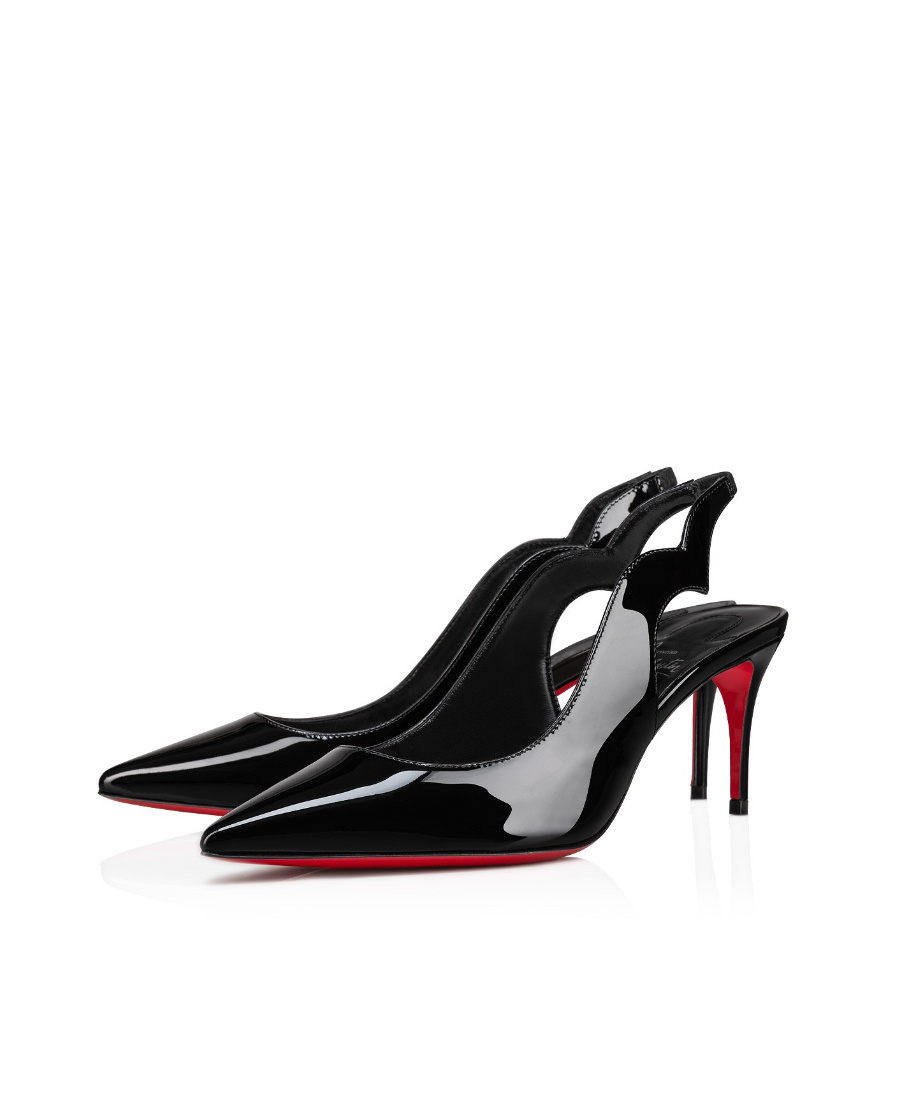 Christian Louboutin Hot Chick Sling 70 Patent Black Pumps In Black