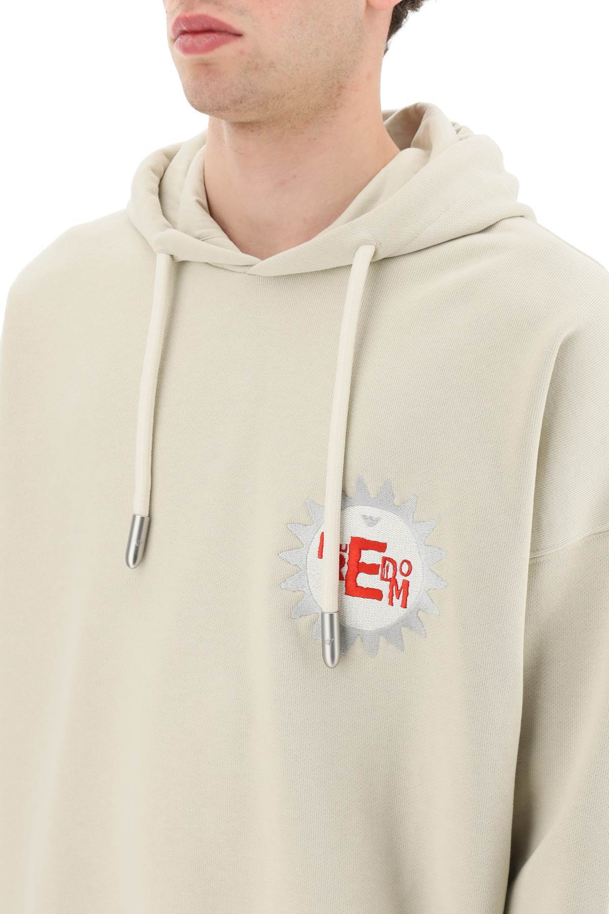 Emporio Armani 'freedom' Hoodie In White
