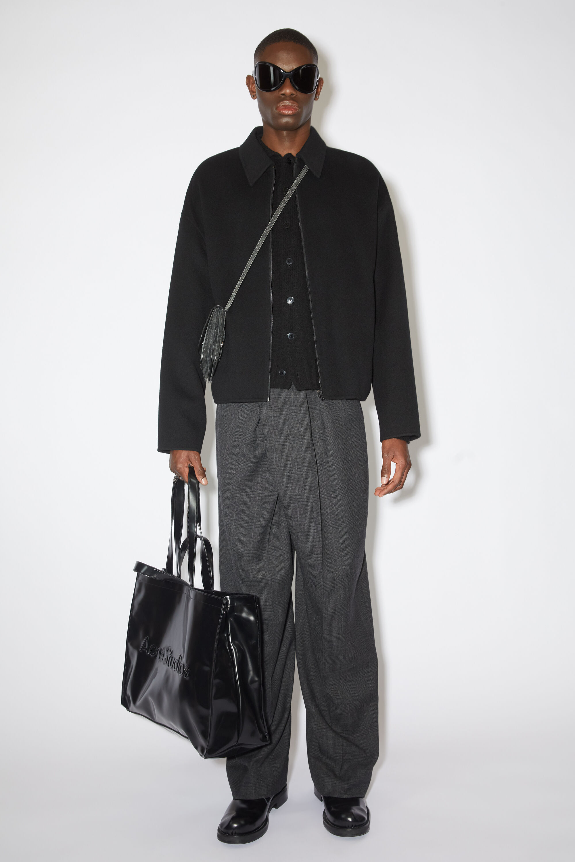Acne Studios Zip-up Wool Shirt Jacket In Black