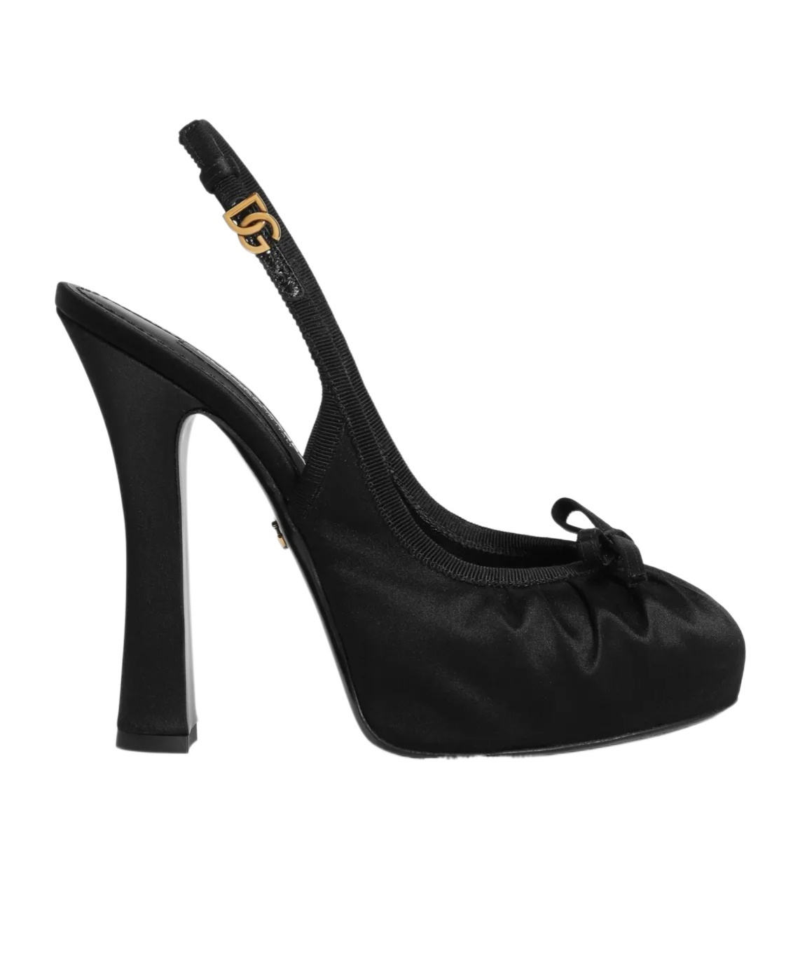 Dolce & Gabbana Satin Slingback Platform Shoes In Black
