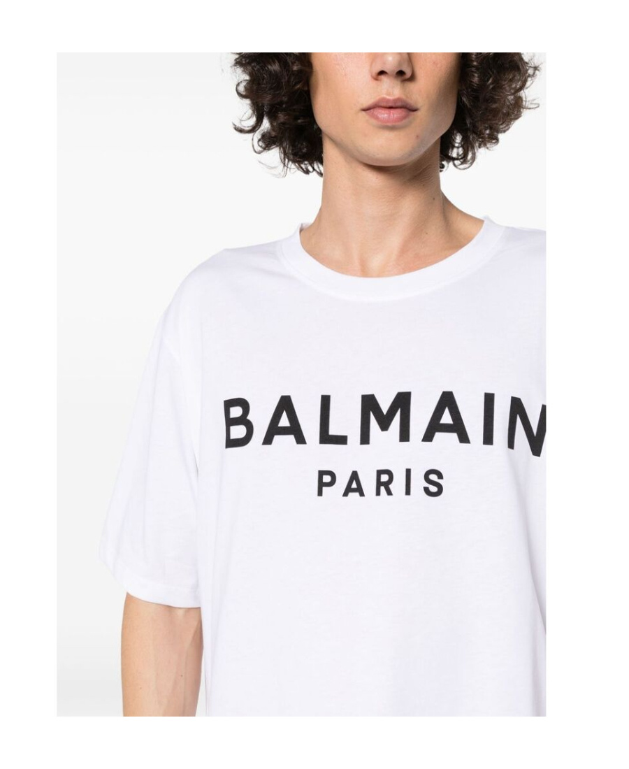 Balmain Printed Cotton T-shirt In White