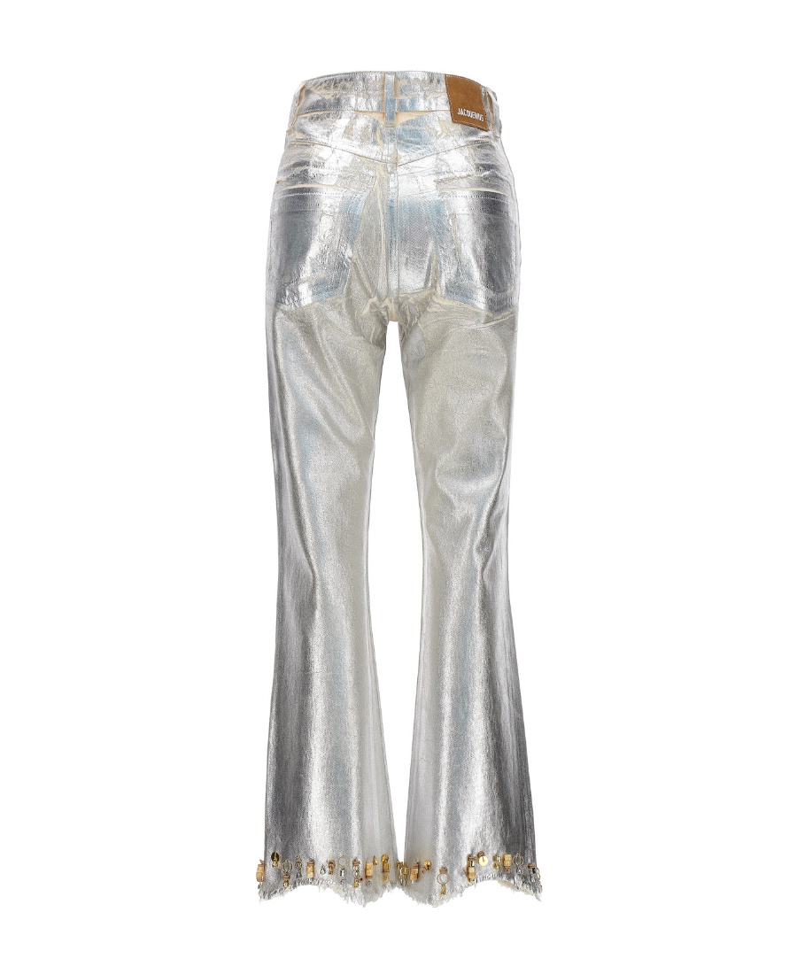 Jacquemus Jeans With Beaded Details In Gray