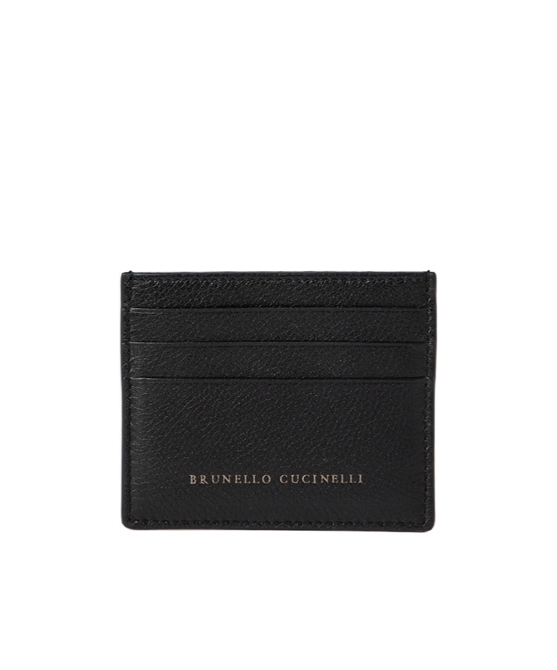 Brunello Cucinelli Grain Leather Card Holder In Black