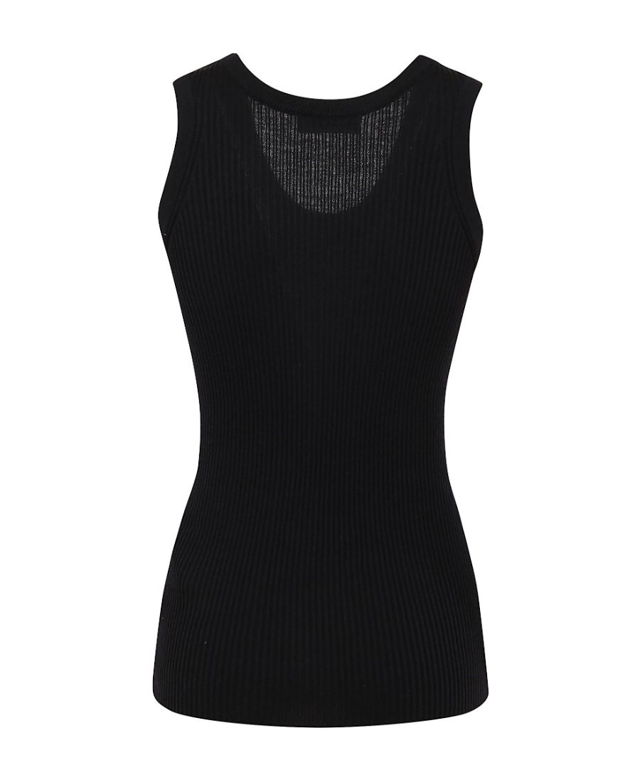 Jil Sander Ribbed Scoop Neck Sleeveless Top In Black