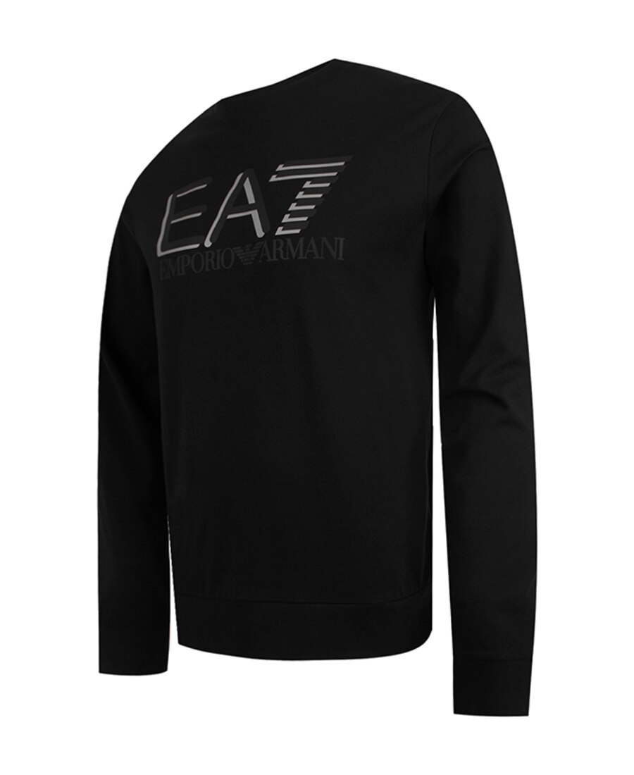 Ea7 Printed Round-neck Sweater In Black