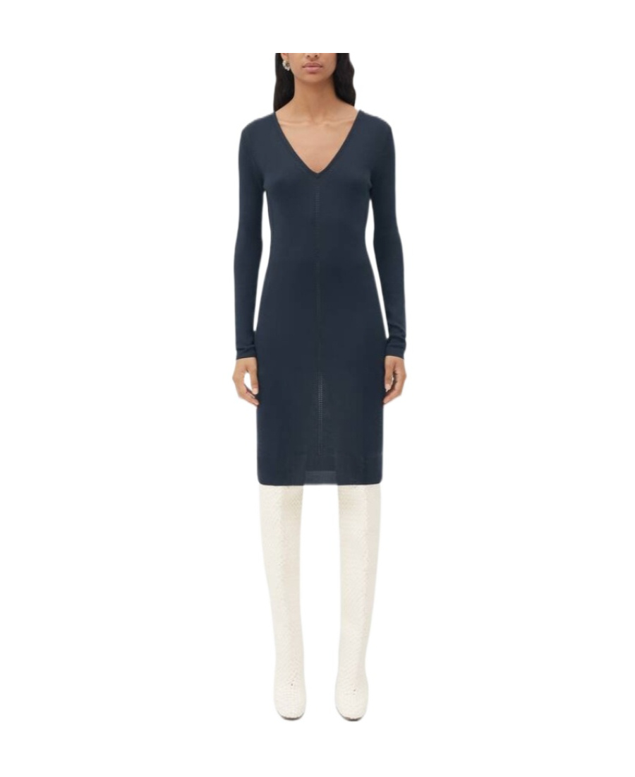 Bottega Veneta Silk Dress With Logo In Black