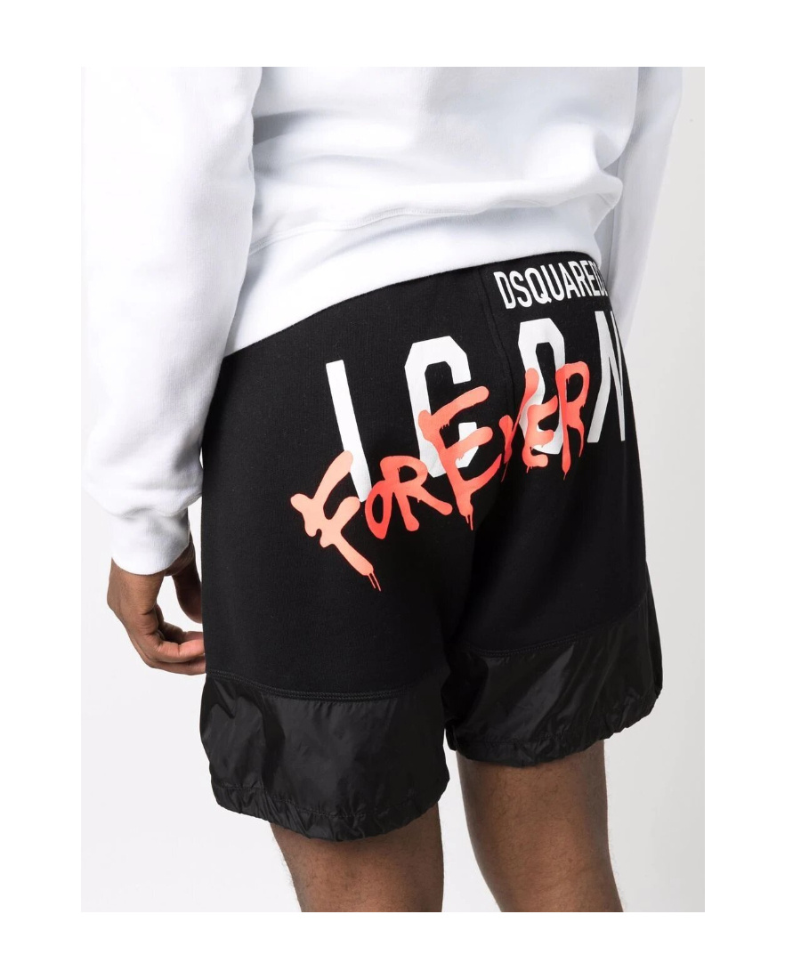 Dsquared2 Logo-print Drawstring-hem Shorts In Black