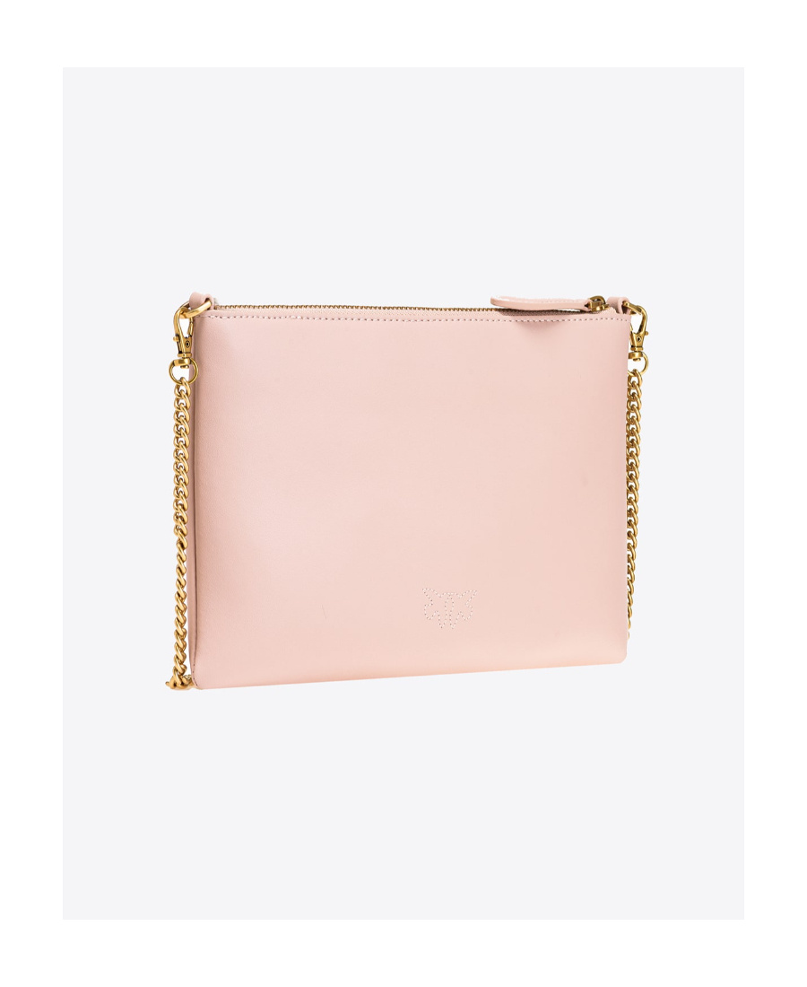 Shop Pinko Logo Plaque Chain-linked Clutch Bag