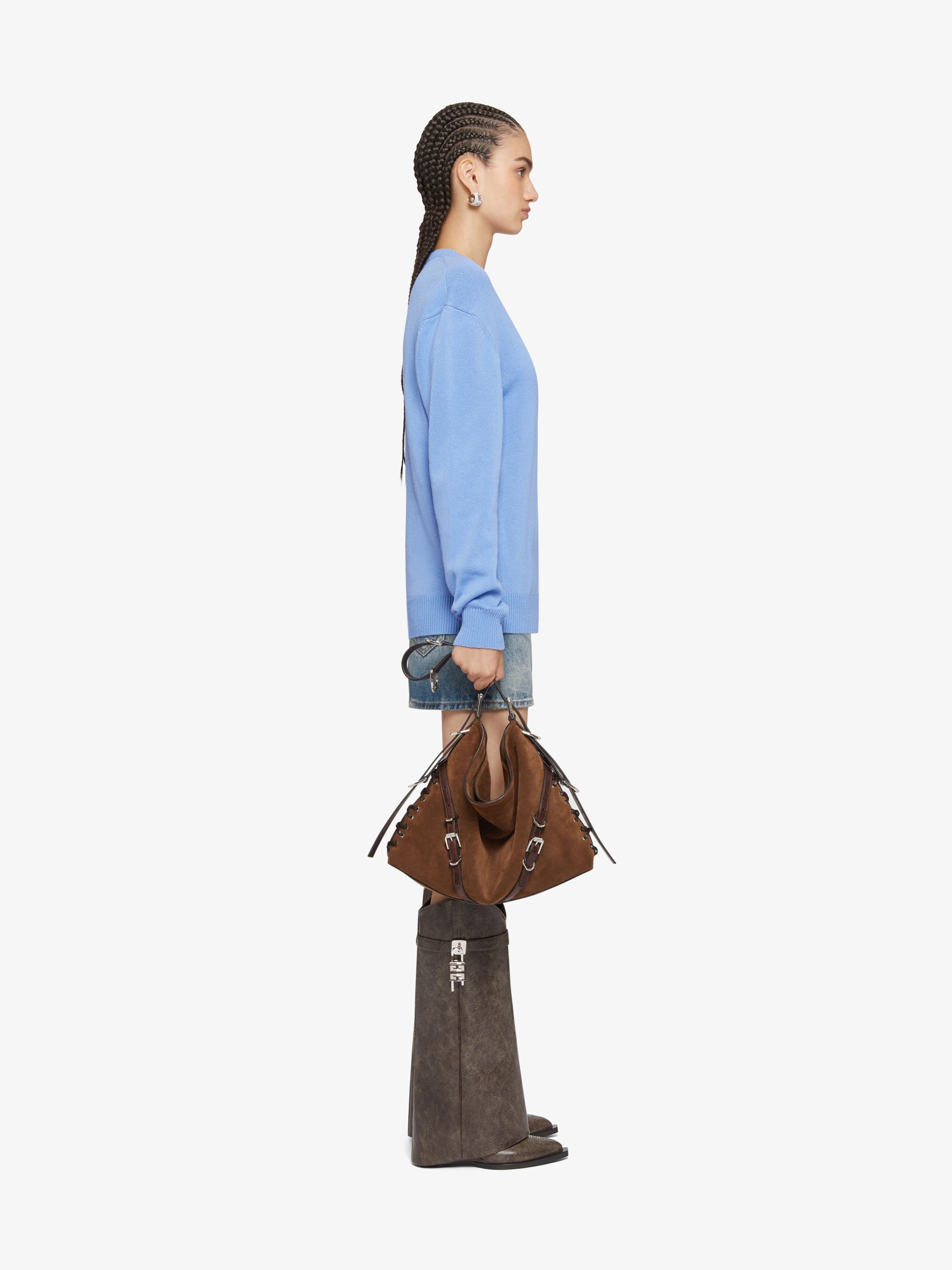 Givenchy Mini Skirt In Denim With Chain Details In Blue