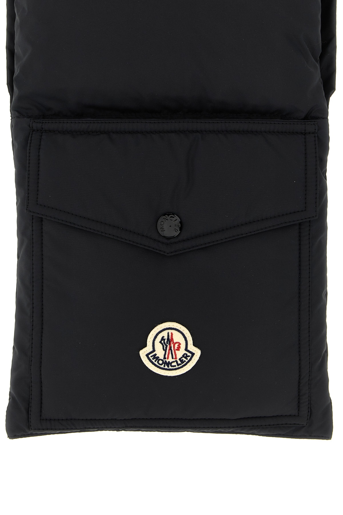 Moncler Insulated Scarf Featuring Buttoned Pocket In Black