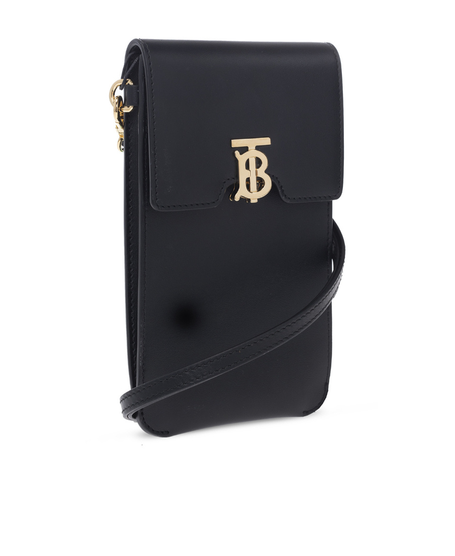 Burberry Tb-plaque Double-pouch Wallet In Black