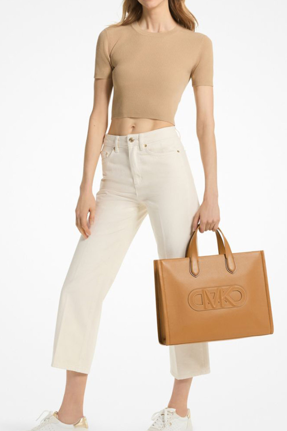 Michael Kors Gigi Leather Tote Bag In Brown