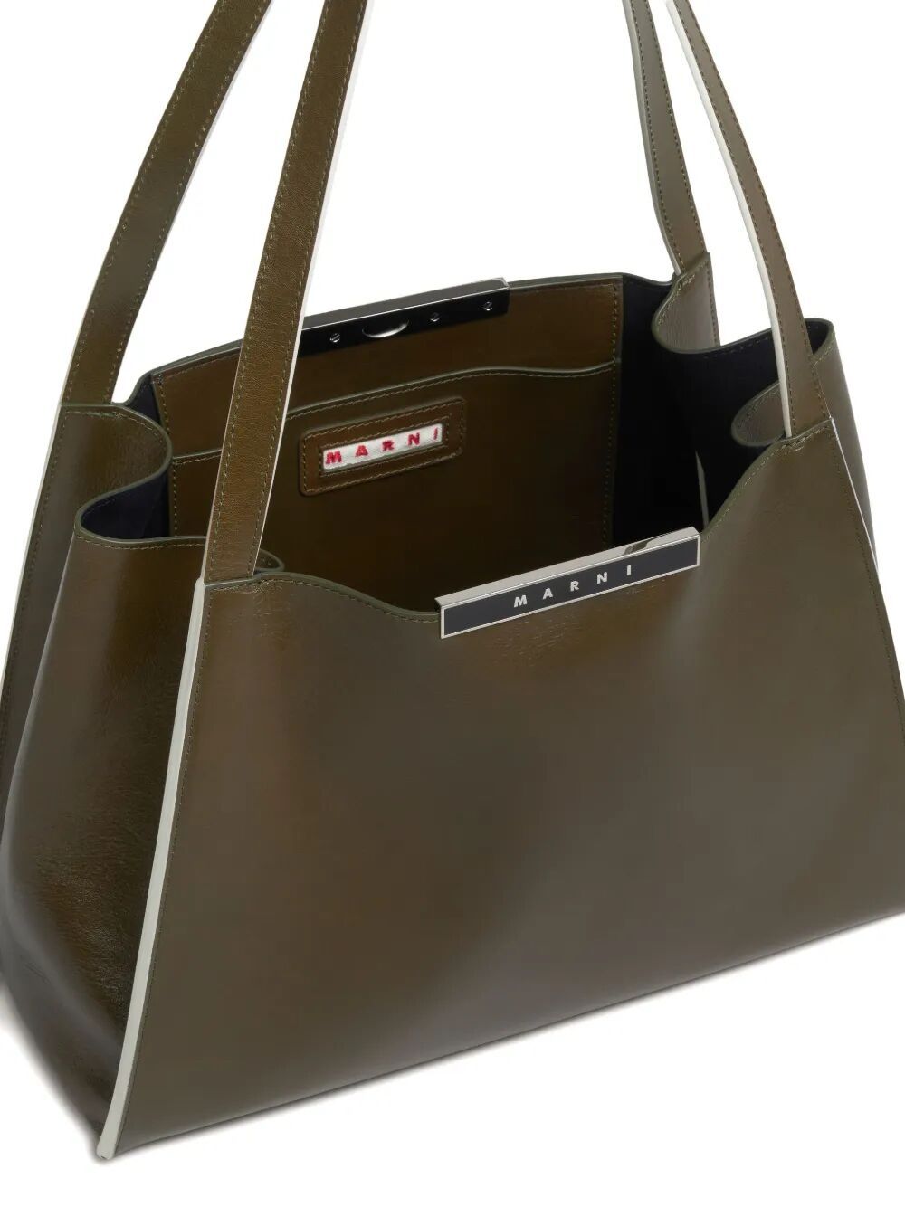 Marni Small Rectangular Tote Bag With Dual Handles In Green