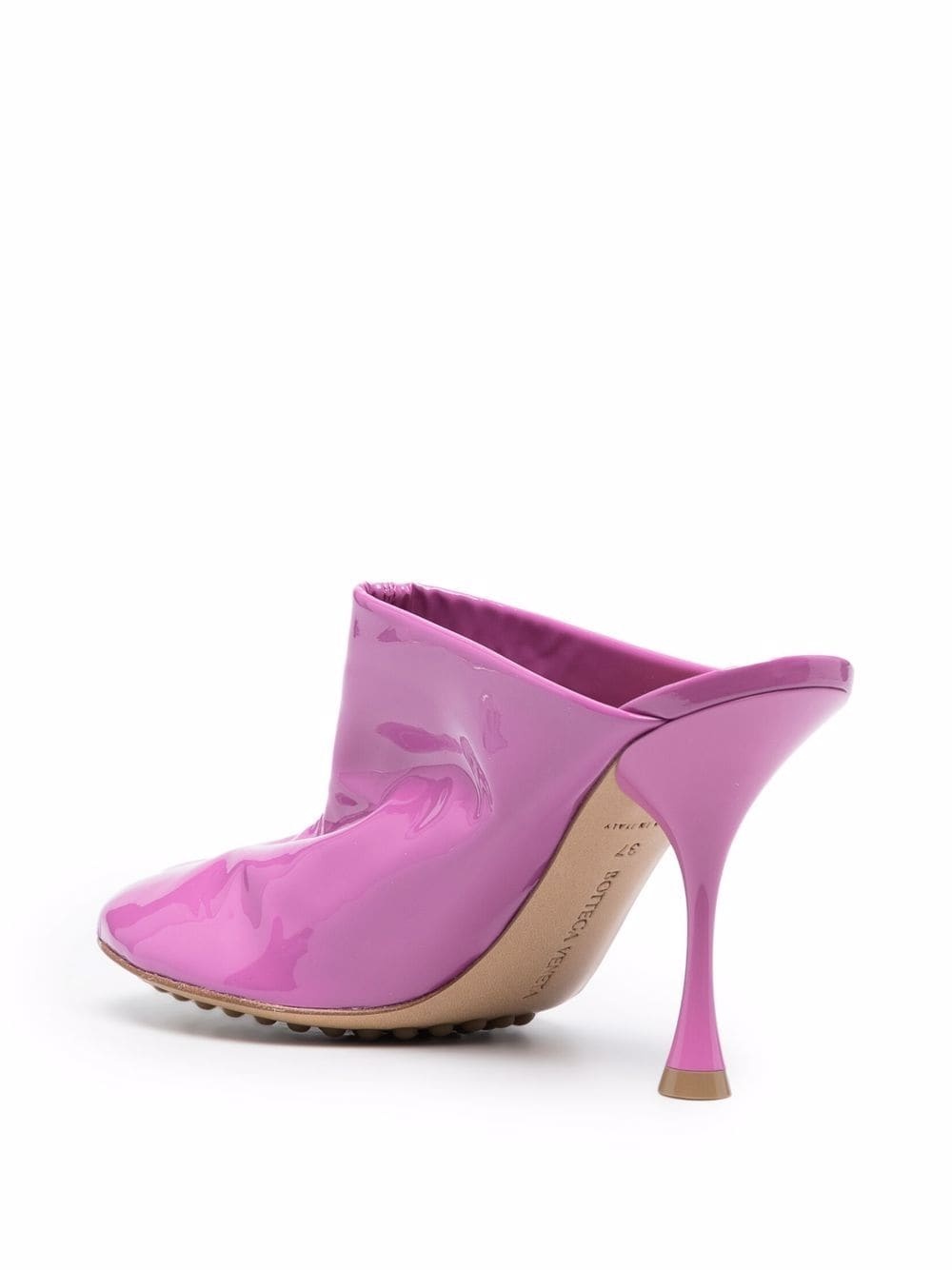 Bottega Veneta 90mm Dot Patent Leather Sock Mules In Pink