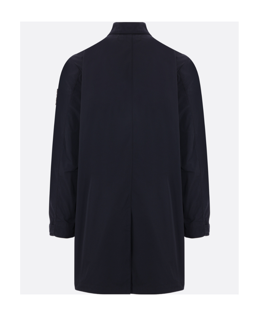 Stone Island Compass-badge Single-breasted Coat In Blue