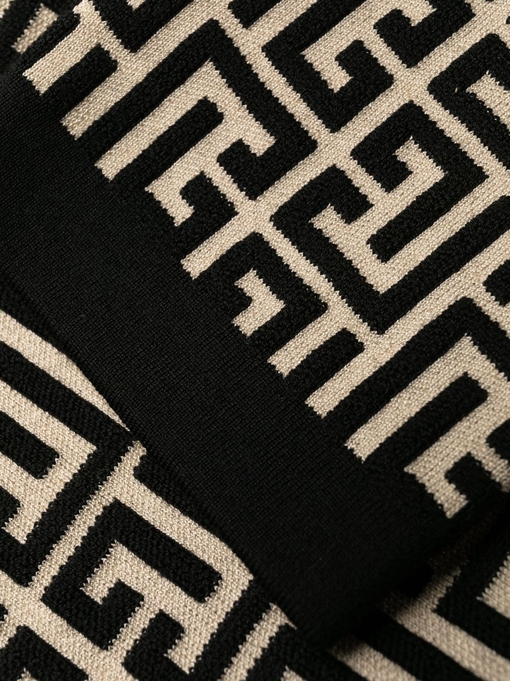 Balmain Monogram Wool-blend Knit Minidress In Black