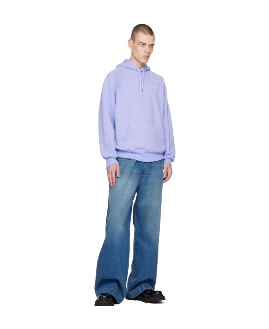 Ami Alexandre Mattiussi Ssense Exclusive Purple Ami De Cœur Hoodie In Blue