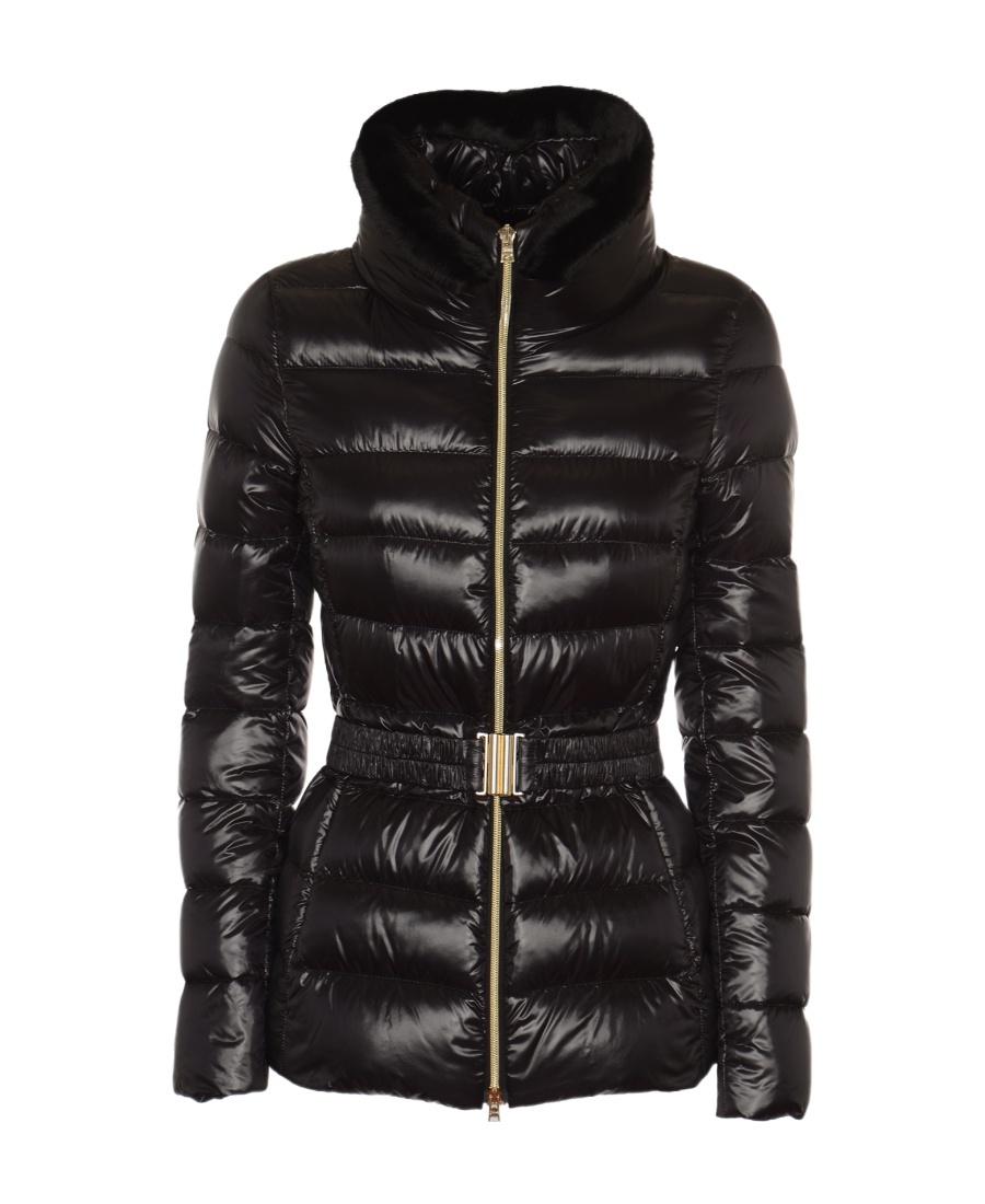 Herno Claudia Faux Fur Collar Down Coat In Black