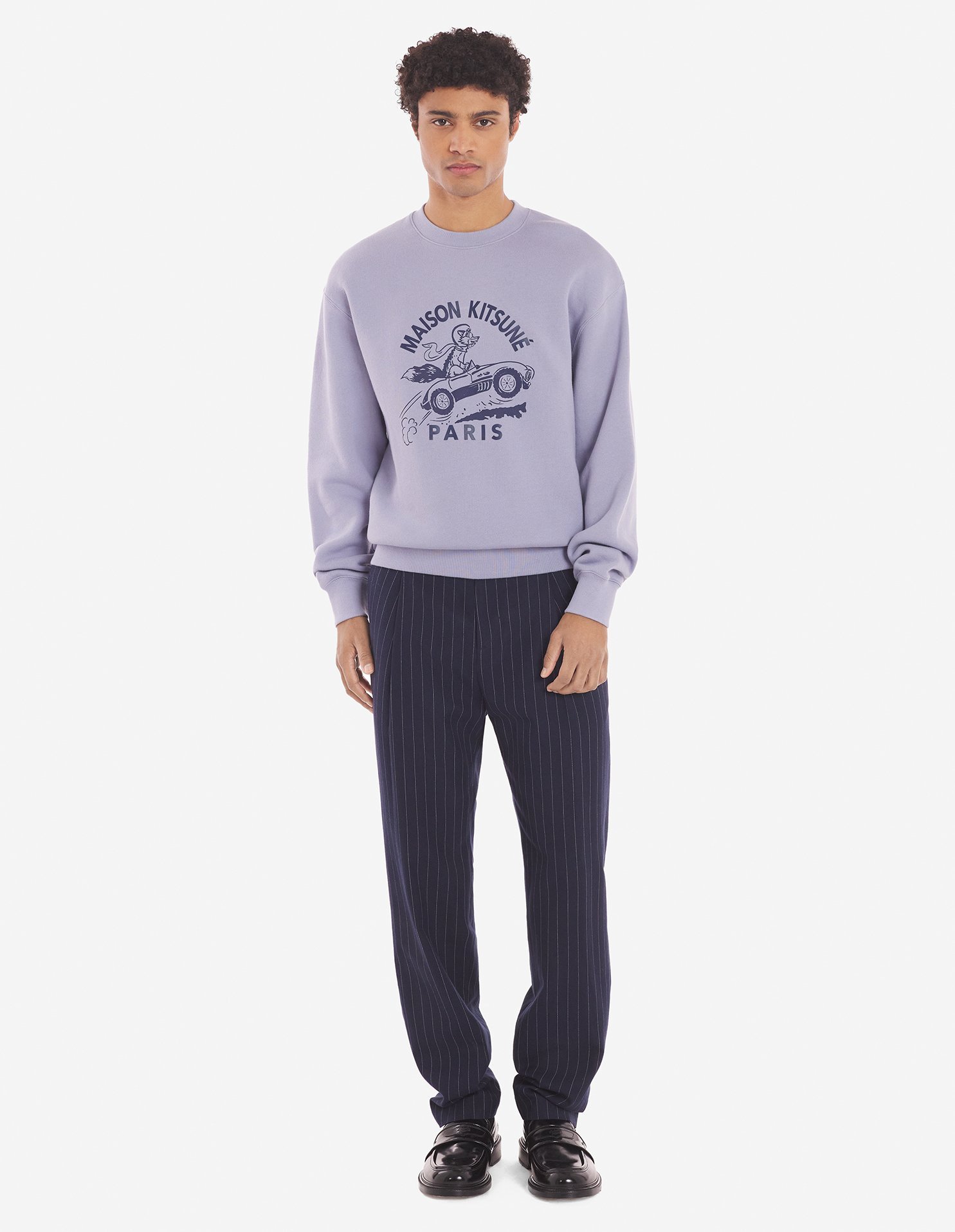 Maison Kitsuné Man Sweatshirt Lilac Size S Cotton In Gray