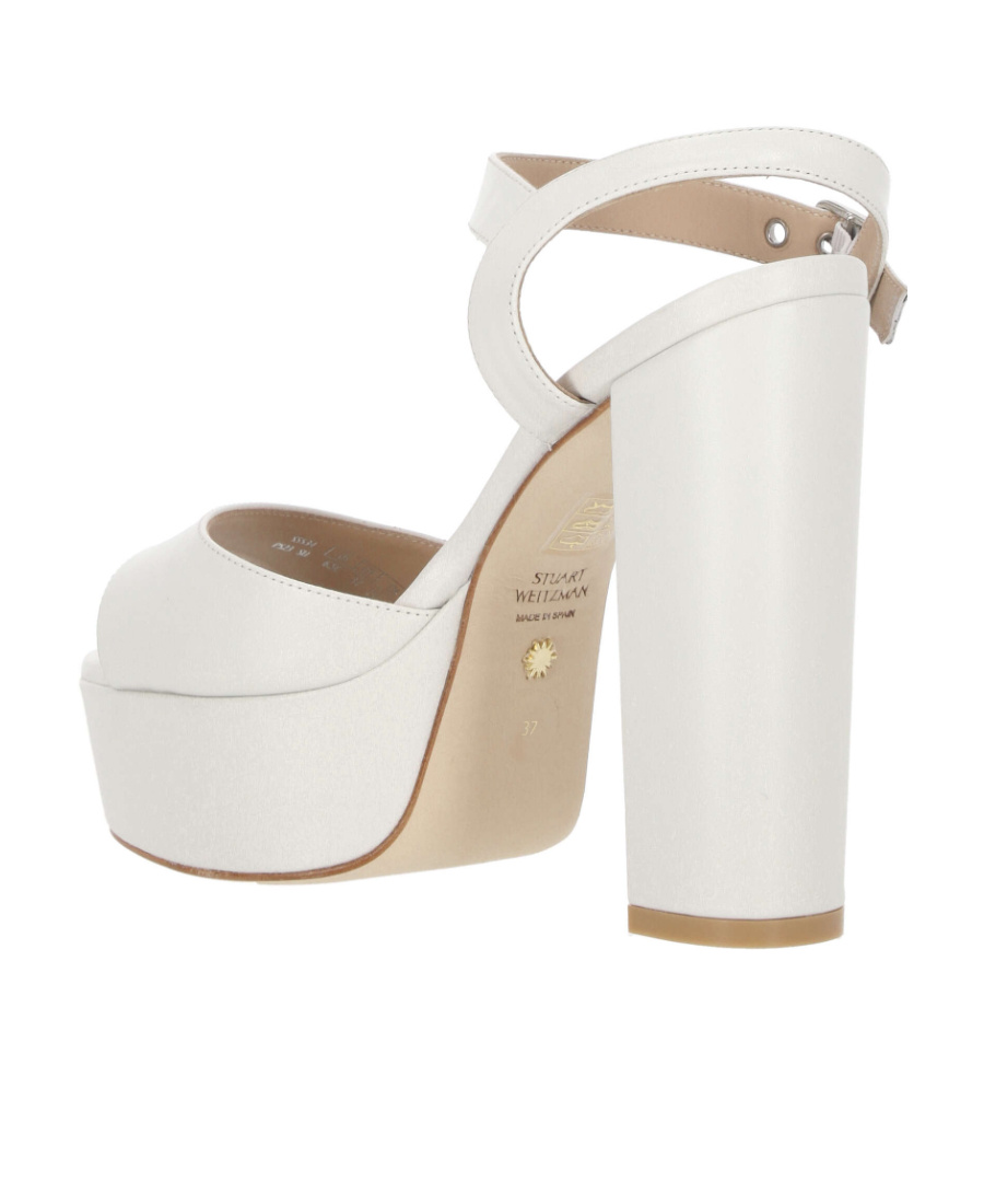 Stuart Weitzman 140mm Leather Platform Sandals In White