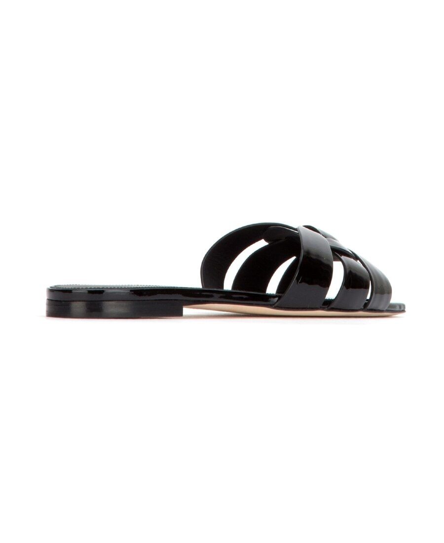 Saint Laurent Tribute 05 Leather Nu Pieds Flat Sandals In Black