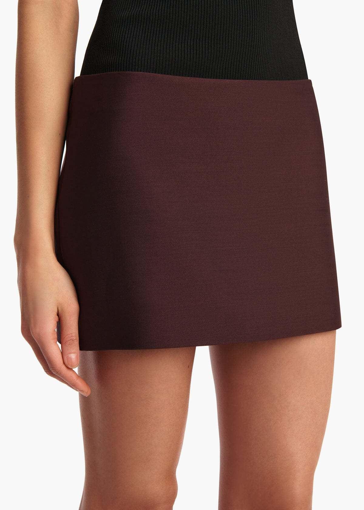 Khaite Jett Wool Blend Mini Skirt In Brown