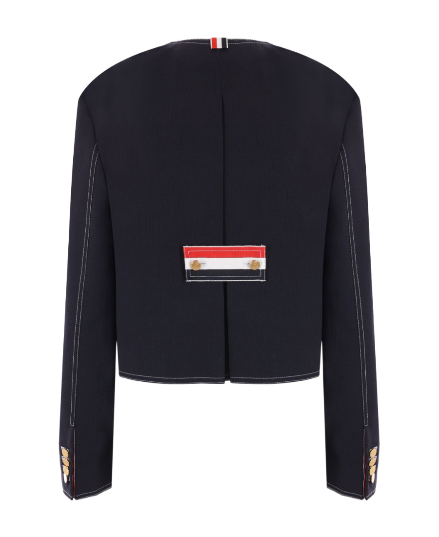 Thom Browne Woman Jacket Midnight Blue Size 4 Wool In Blue