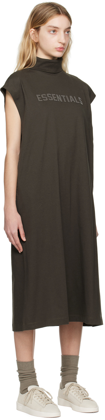 Essentials High-necked Logo Dress In Black
