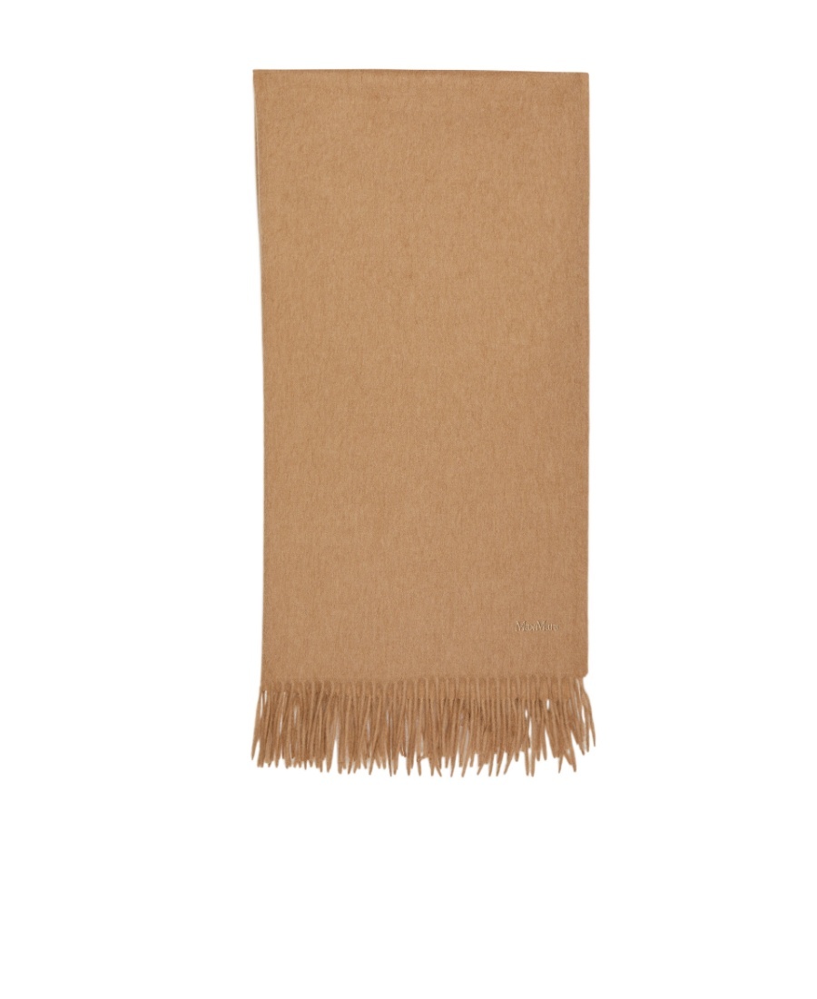 Max Mara Monogram Fringed-edge Cashmere Scarf In Brown
