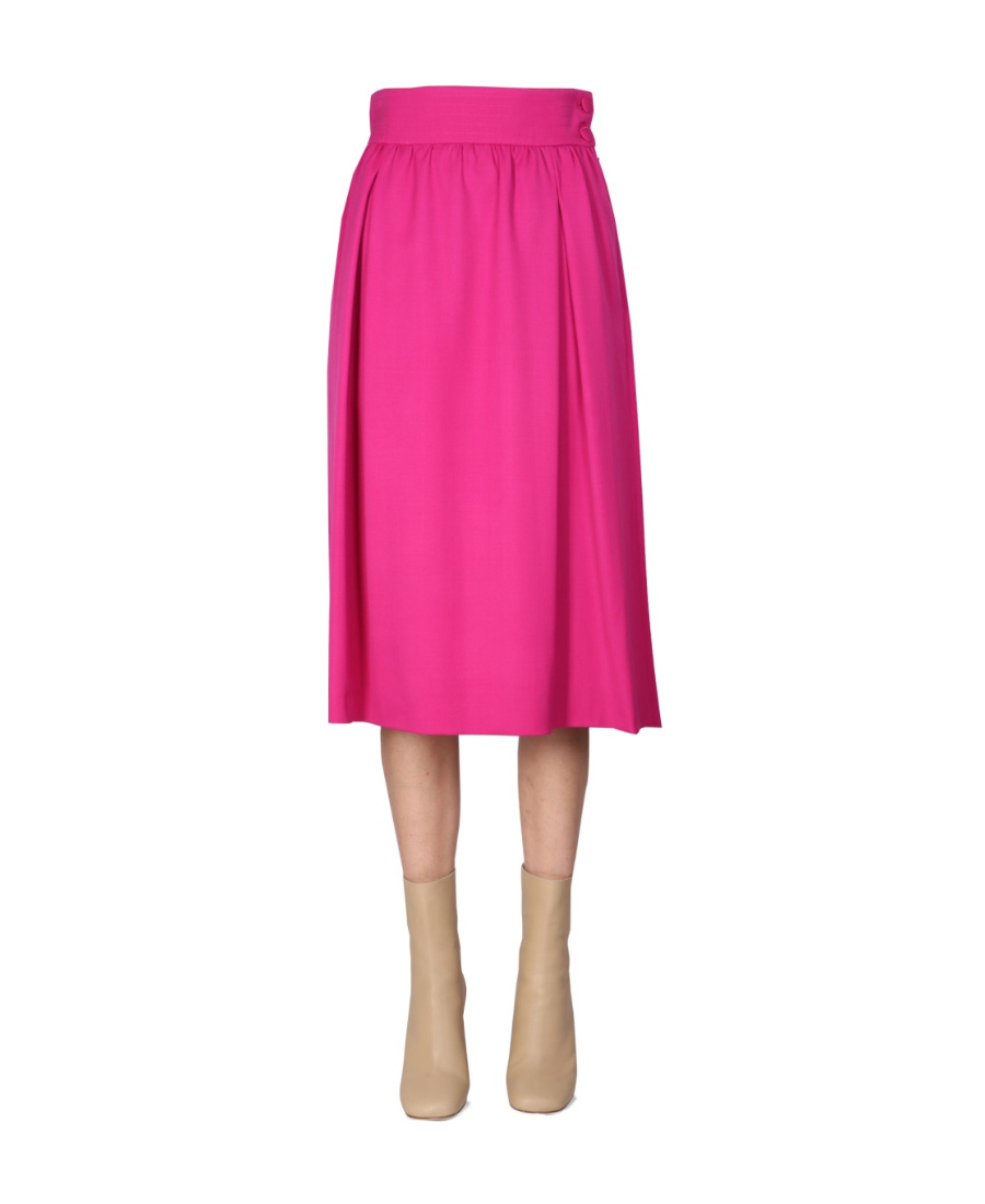 Moschino Pleated Midi Skirt Button Detail In Pink