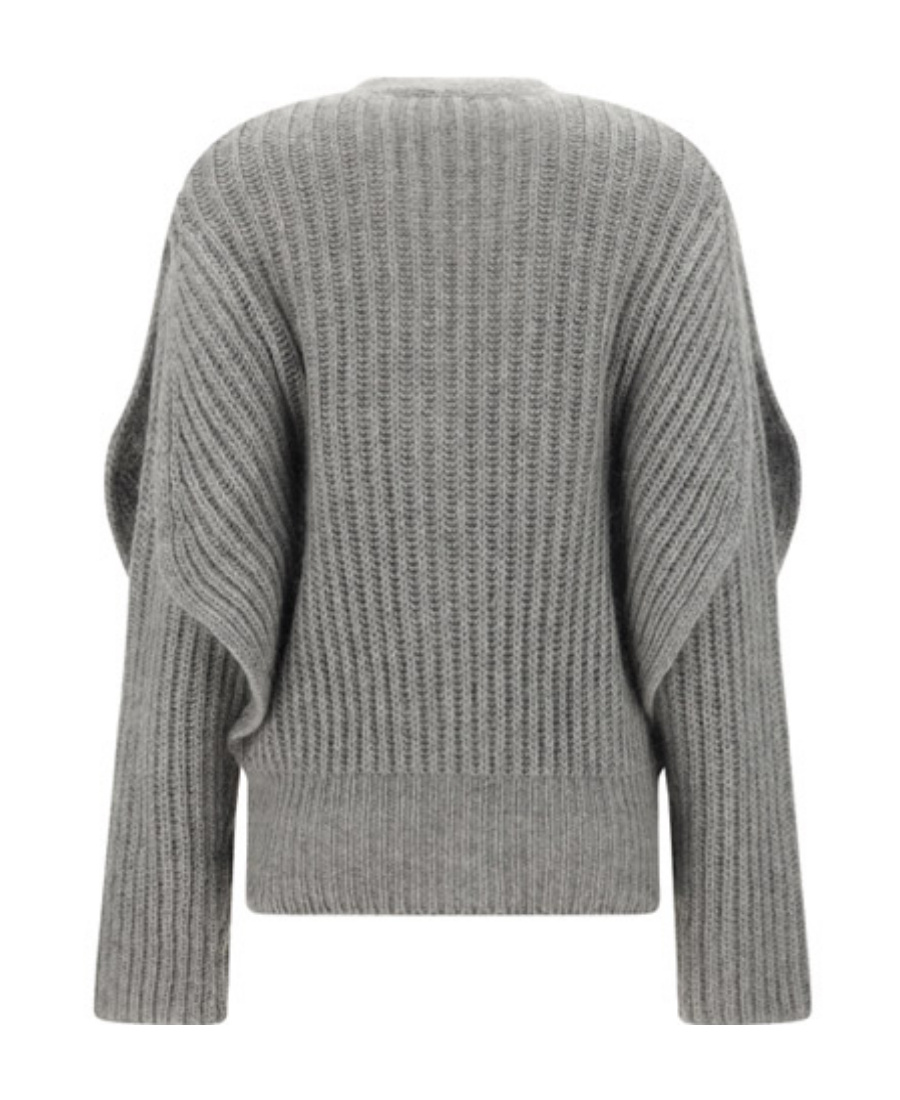Fabiana Filippi Rib Trimmed Woven Cardigan In Gray