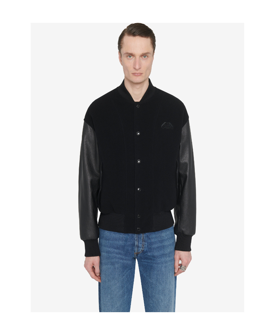 Alexander Mcqueen Seal-appliqué Bomber Jacket In Black