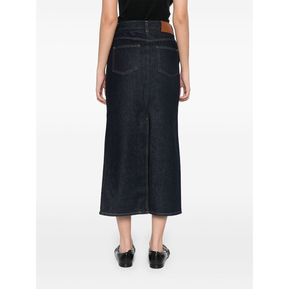 Shop Loulou Studio Denim Skirt In Black