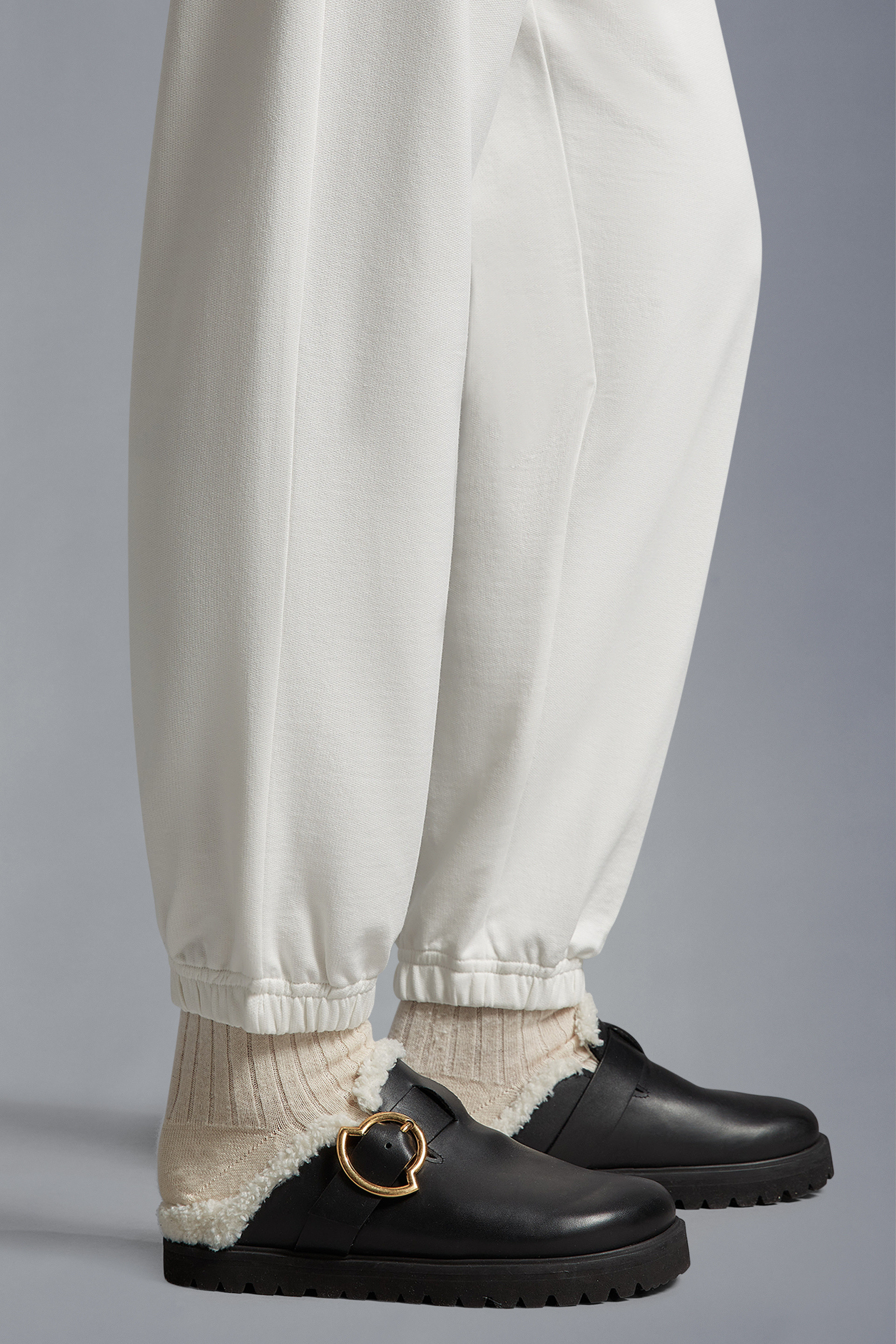 Moncler Bell Mules With Faux Shearling Lining In Black