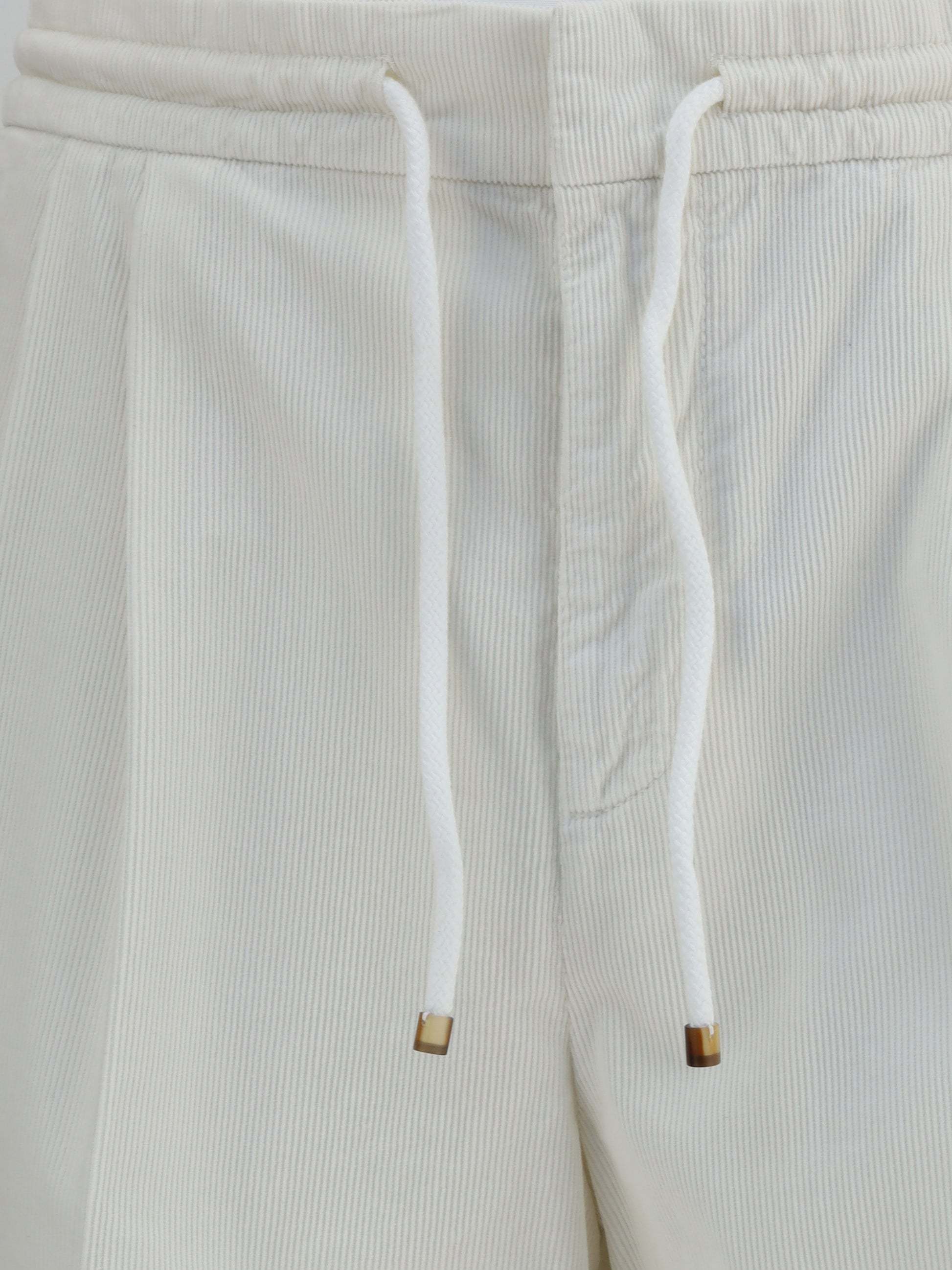 Brunello Cucinelli Men White Linen And Cotton Leisure Fit Trousers