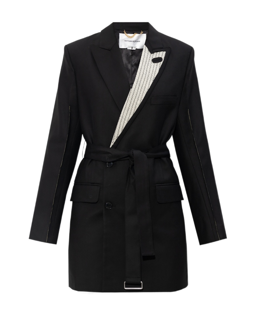 Victoria Beckham Double-breasted Tailored Minidress In Black