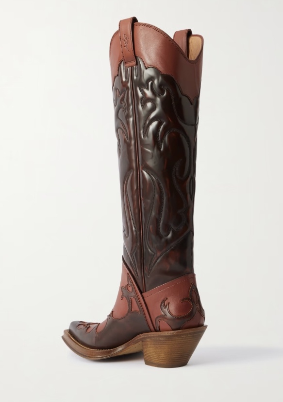 Gabriela Hearst Capitana Glossed-leather Cowboy Boots In Brown