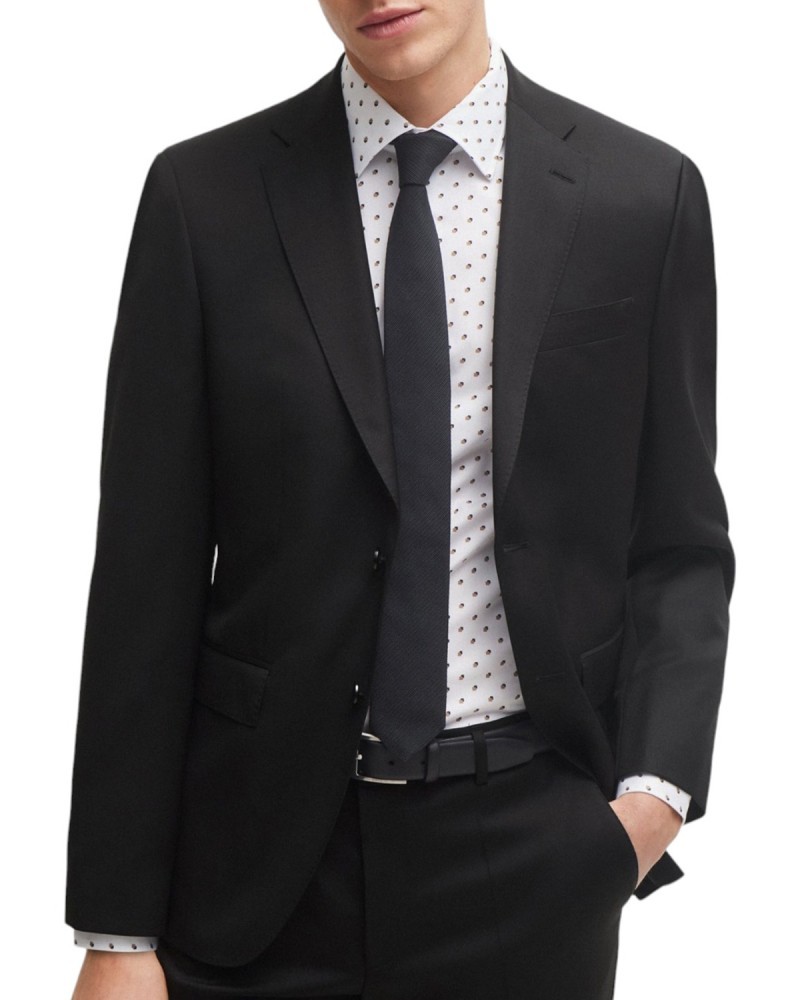 Hugo Boss Slim-fit Shirt In Geometric-print Performance-stretch Jersey In White