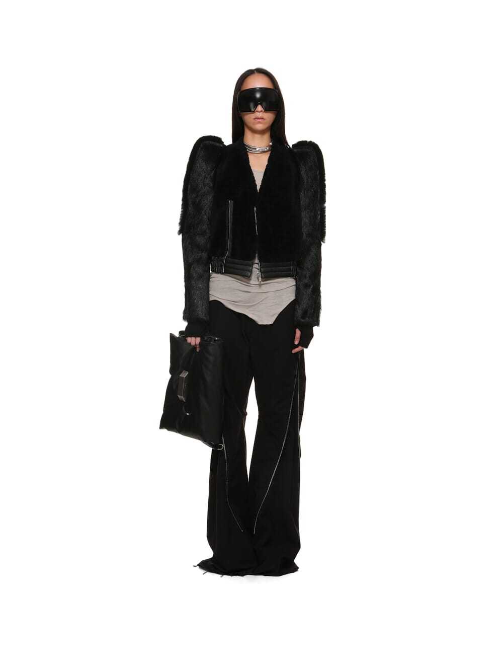 Rick Owens Zipper Leather Jacket In Black