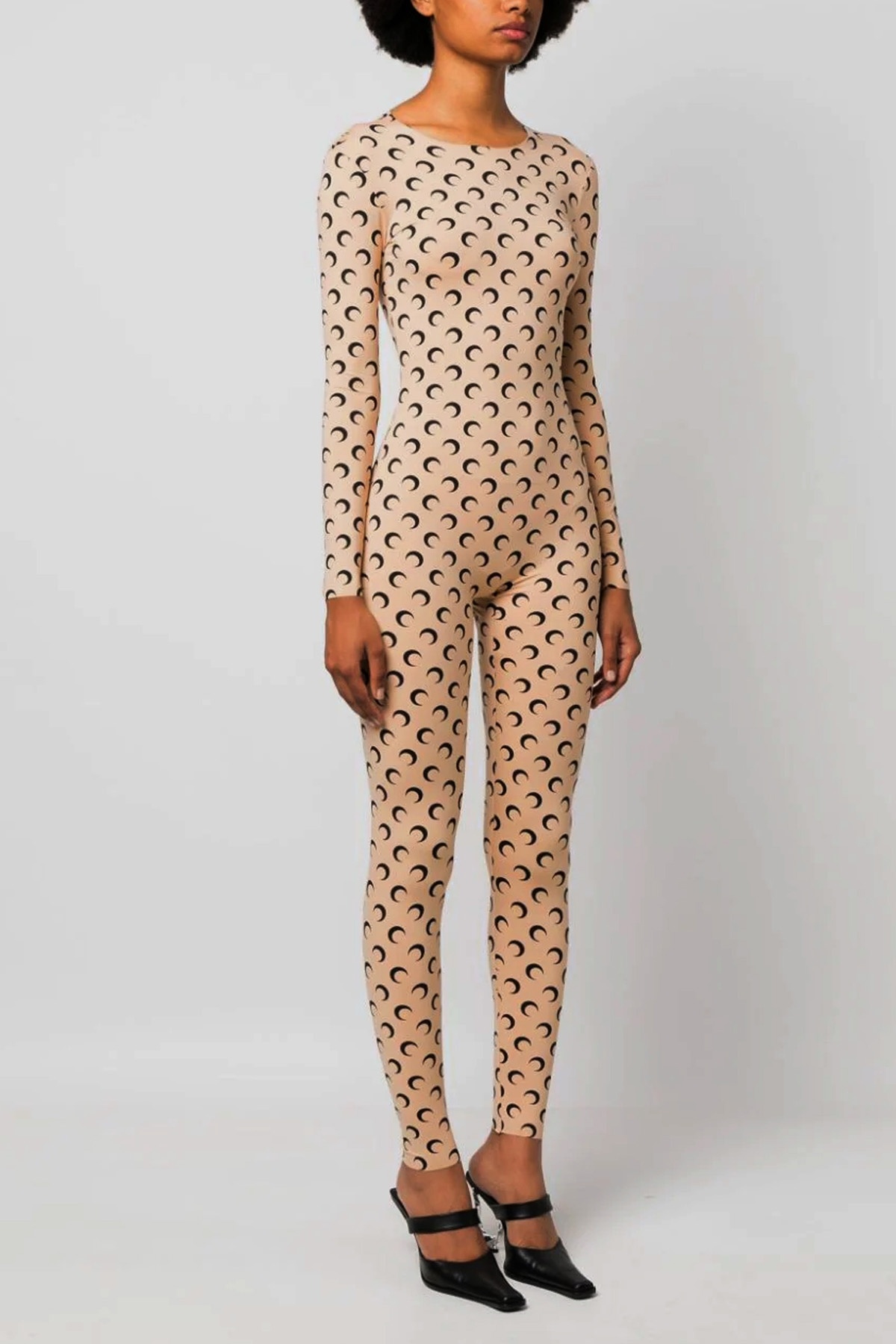 Marine Serre Tan All Over Moon Jumpsuit In Nude