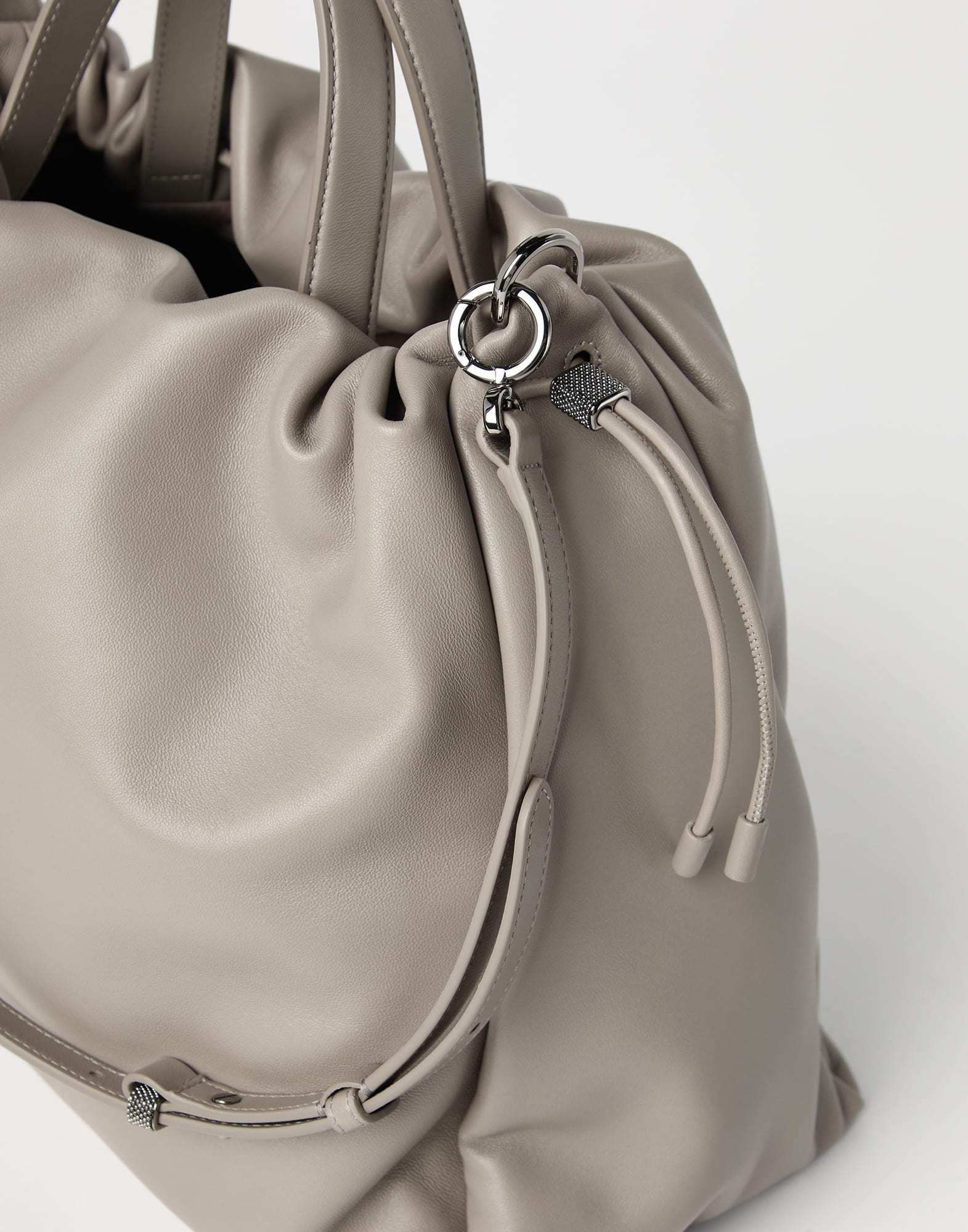 Shop Brunello Cucinelli Monili Drawstring Tote Bag In Nude