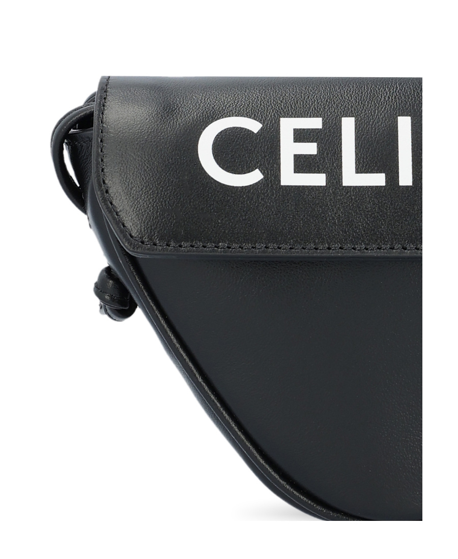 Celine Mini Smooth Cow Leather Triangular Handbag In Black