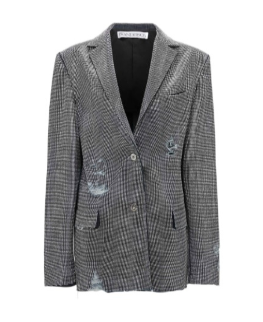 Jw Anderson Studded Distressed Blazer In Black