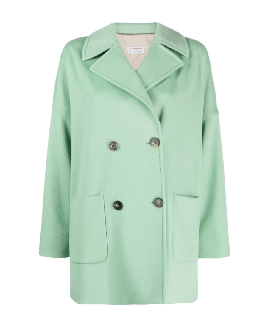 Alberto Biani Double-breasted Virgin Wool Coat In Green
