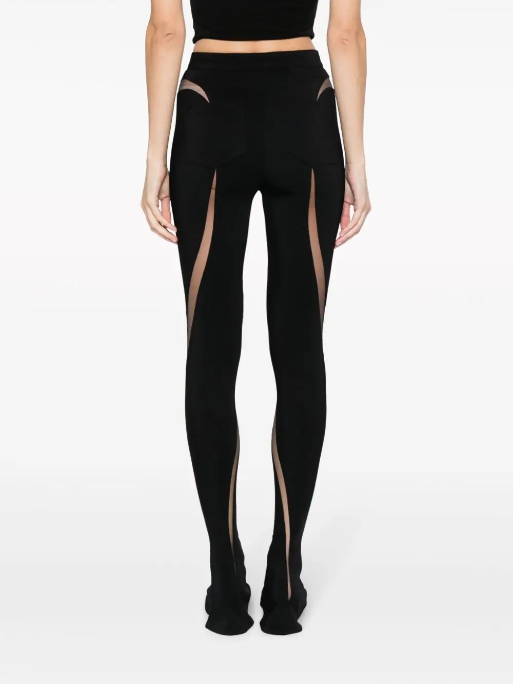 Shop Mugler Sheer-panelled Leggings In Black