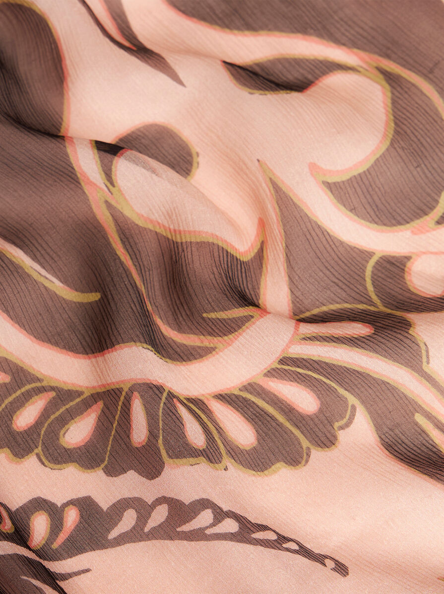 Etro Printed Ruched Midi Dress In Silk In Nude