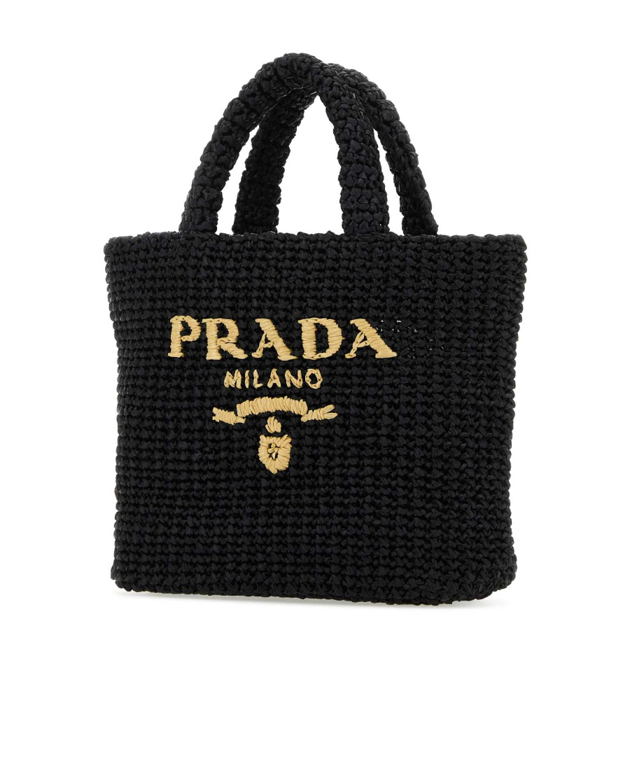 Shop Prada Small Crochet Tote Bag In Black